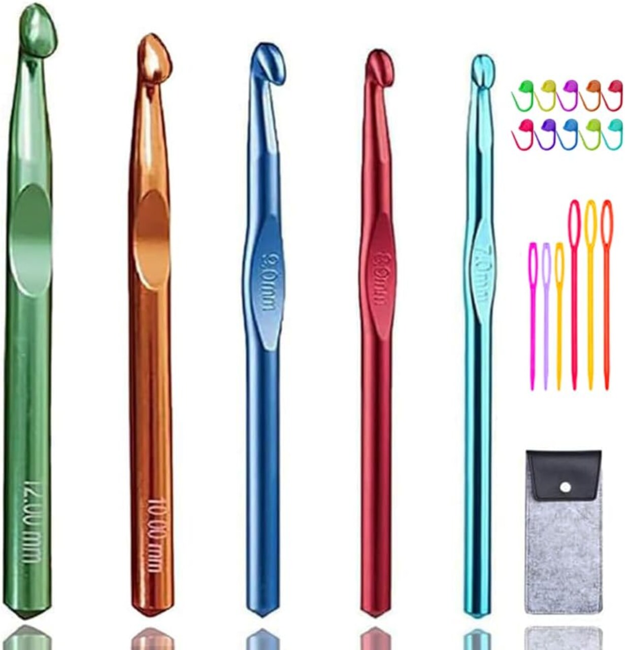 Large Aluminum Crochet Hooks Set 7mm, 8mm, 9mm,10mm, 12mm,Crochet Needle,Big Crochet Hooks